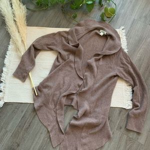 Kenar Cashmere Purple Open Cardigan with Ruffle